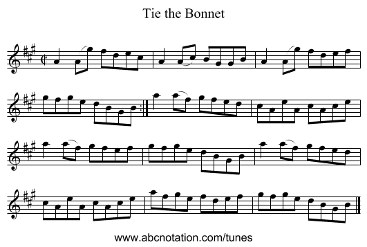 Tie the Bonnet - staff notation