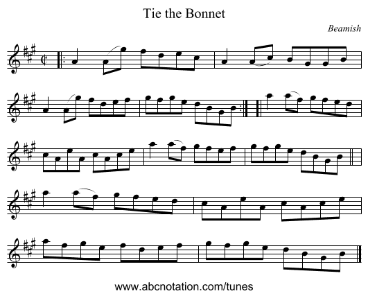 Tie the Bonnet - staff notation