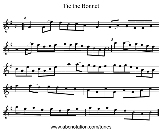 Tie the Bonnet - staff notation