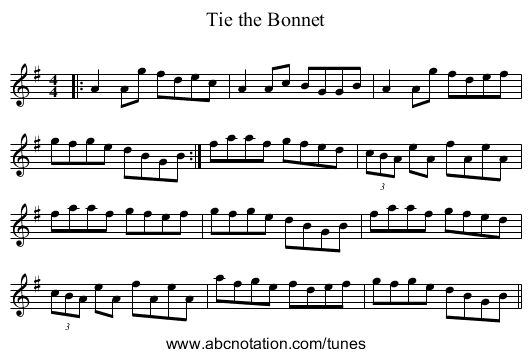 Tie the Bonnet - staff notation