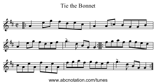 Tie the Bonnet - staff notation