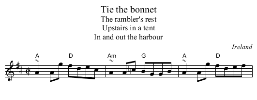 Tie the bonnet - staff notation