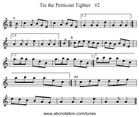 Tie the Petticoat Tighter   #2 - staff notation