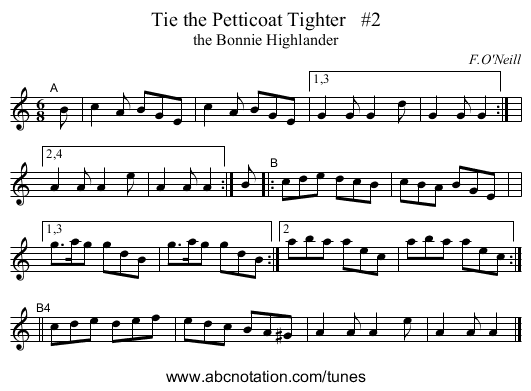 Tie the Petticoat Tighter   #2 - staff notation