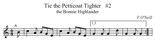 Tie the Petticoat Tighter   #2 - staff notation
