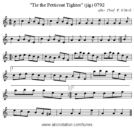 Tie the Petticoat Tighter (jig) 0792 - staff notation