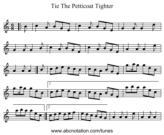 Tie The Petticoat Tighter - staff notation