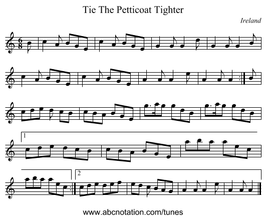 Tie The Petticoat Tighter - staff notation
