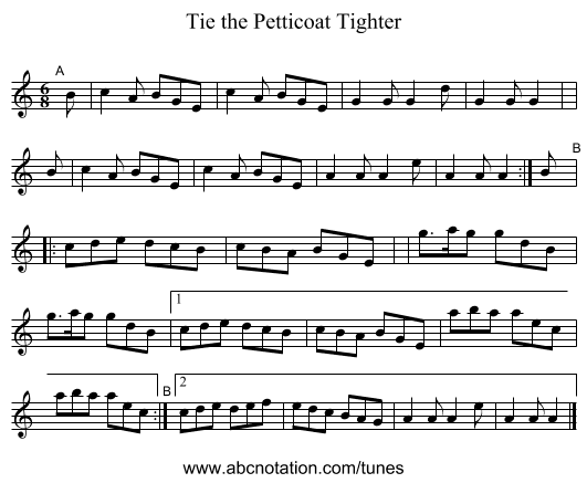Tie the Petticoat Tighter - staff notation