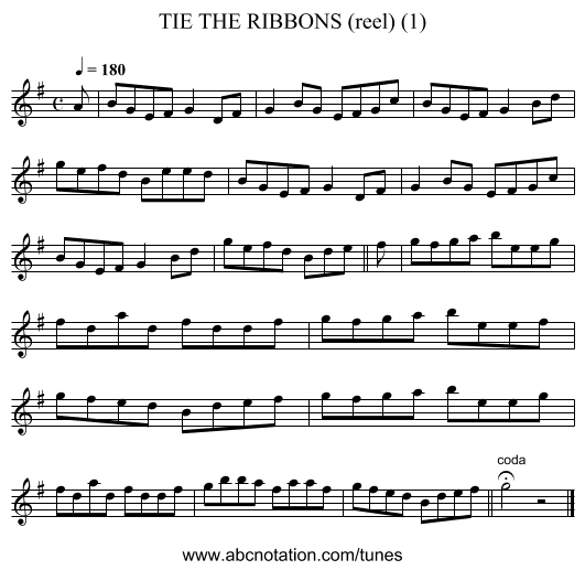 TIE THE RIBBONS (reel) (1) - staff notation