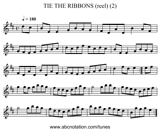 TIE THE RIBBONS (reel) (2) - staff notation
