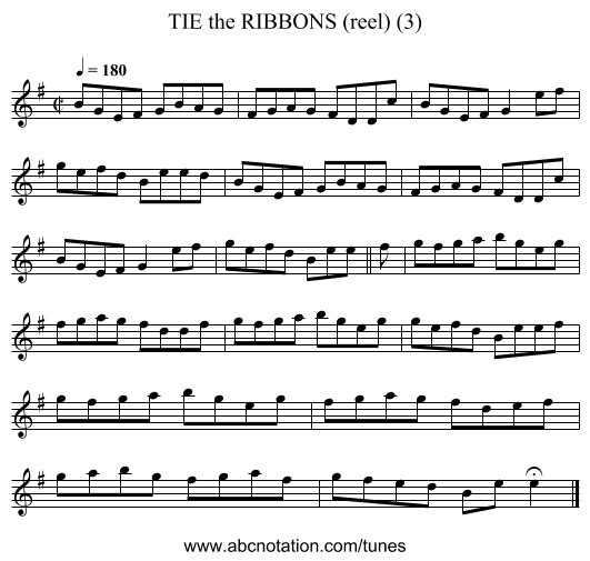 TIE the RIBBONS (reel) (3) - staff notation