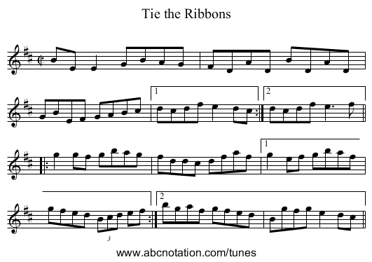Tie the Ribbons - staff notation