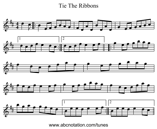 Tie The Ribbons - staff notation