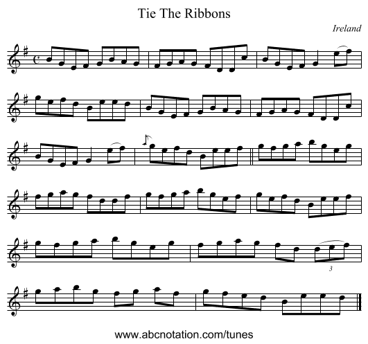 Tie The Ribbons - staff notation
