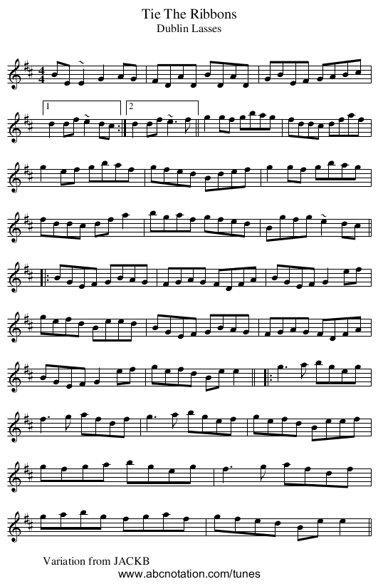 Tie The Ribbons - staff notation