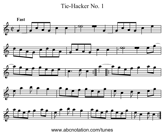 Tie-Hacker No. 1 - staff notation