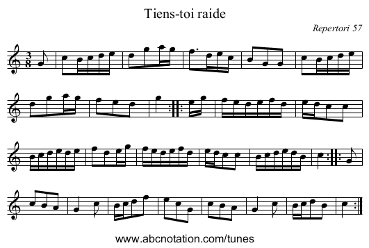 Tiens-toi raide - staff notation