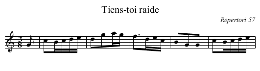 Tiens-toi raide - staff notation