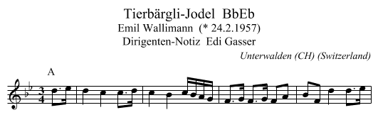 Tierbärgli-Jodel  BbEb - staff notation