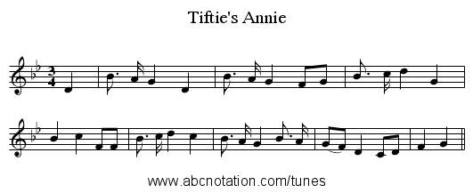 Tiftie's Annie - staff notation