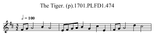 Tiger. (p).1701.PLFD1.474, The - staff notation