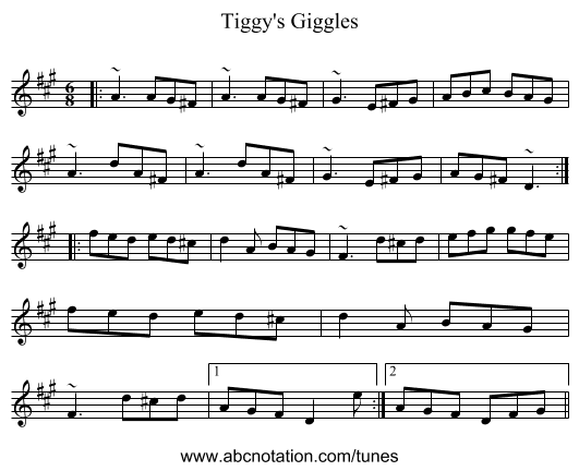 Tiggy's Giggles - staff notation