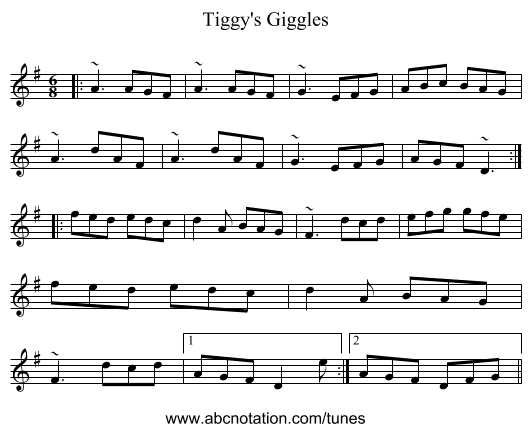 Tiggy's Giggles - staff notation
