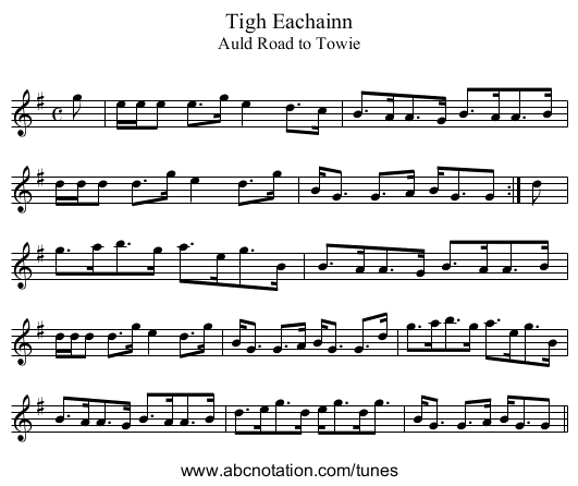 Tigh Eachainn - staff notation