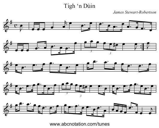 Tigh ‘n Dùin - staff notation