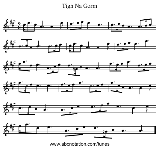 Tigh Na Gorm - staff notation