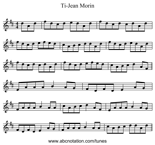 Ti-Jean Morin - staff notation