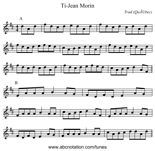 Ti-Jean Morin - staff notation