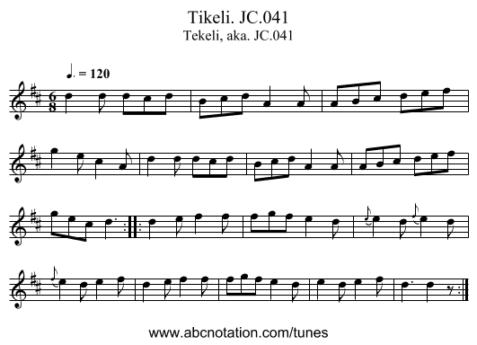 Tikeli. JC.041 - staff notation