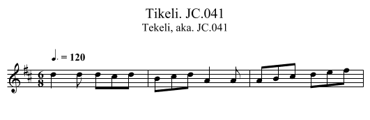 Tikeli. JC.041 - staff notation