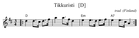 Tikkuristi   [D] - staff notation