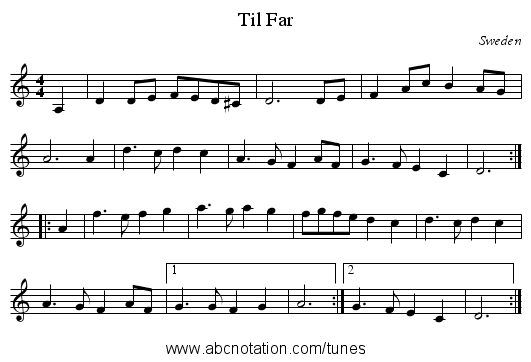 Til Far - staff notation