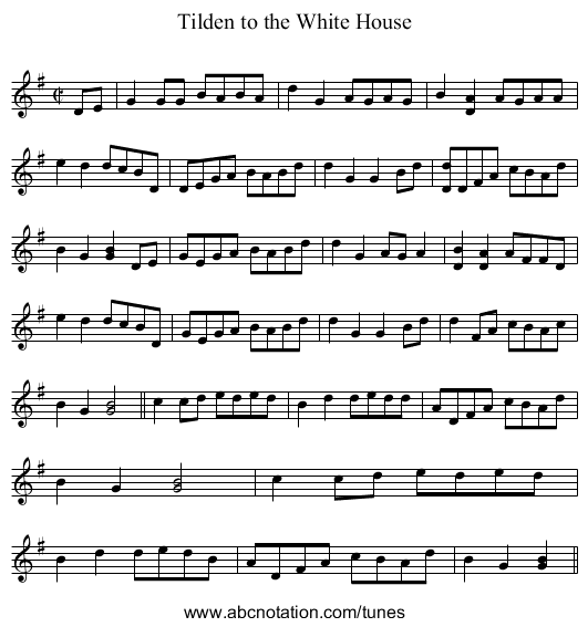 Tilden to the White House - staff notation