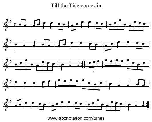 Till the Tide comes in - staff notation