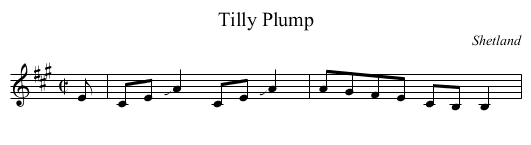 Tilly Plump - staff notation