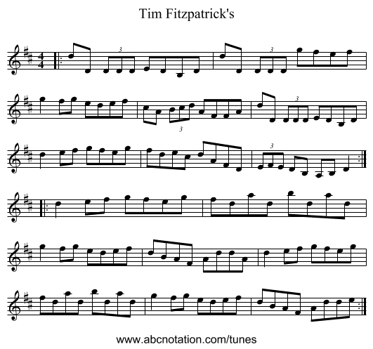Tim Fitzpatrick's - staff notation
