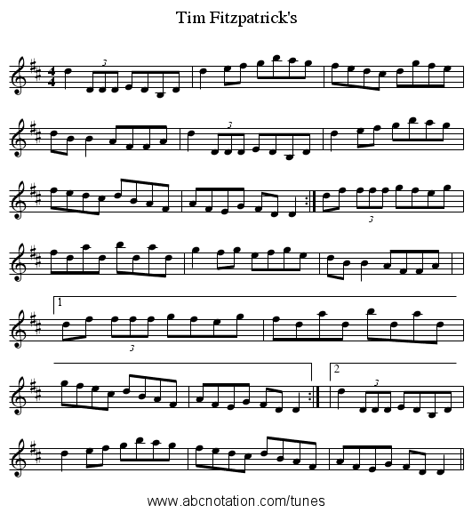 Tim Fitzpatrick's - staff notation