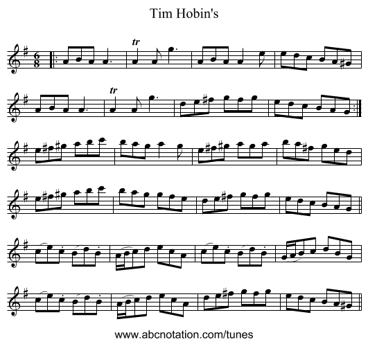 Tim Hobin's - staff notation