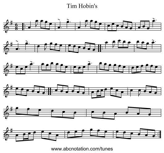 Tim Hobin's - staff notation
