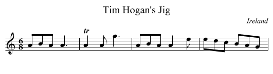 Tim Hogan's Jig - staff notation