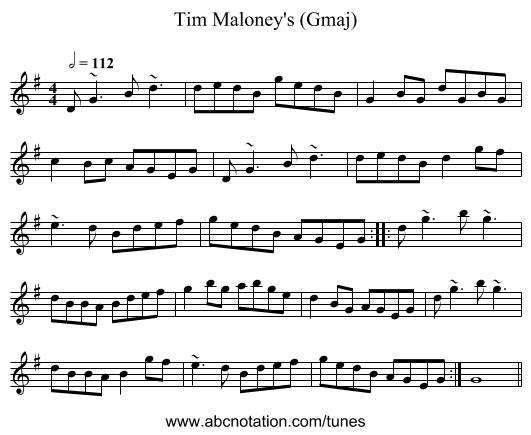 Tim Maloney's (Gmaj) - staff notation