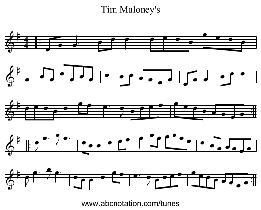 Tim Maloney's - staff notation