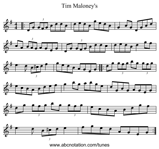Tim Maloney's - staff notation