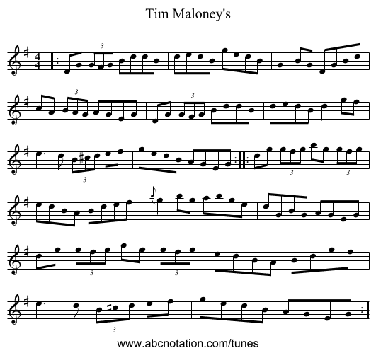Tim Maloney's - staff notation
