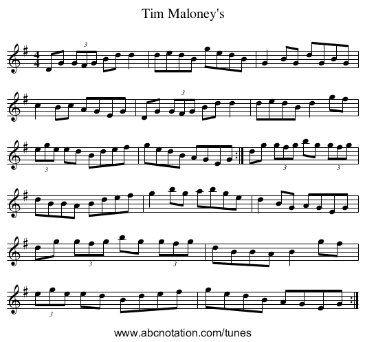 Tim Maloney's - staff notation